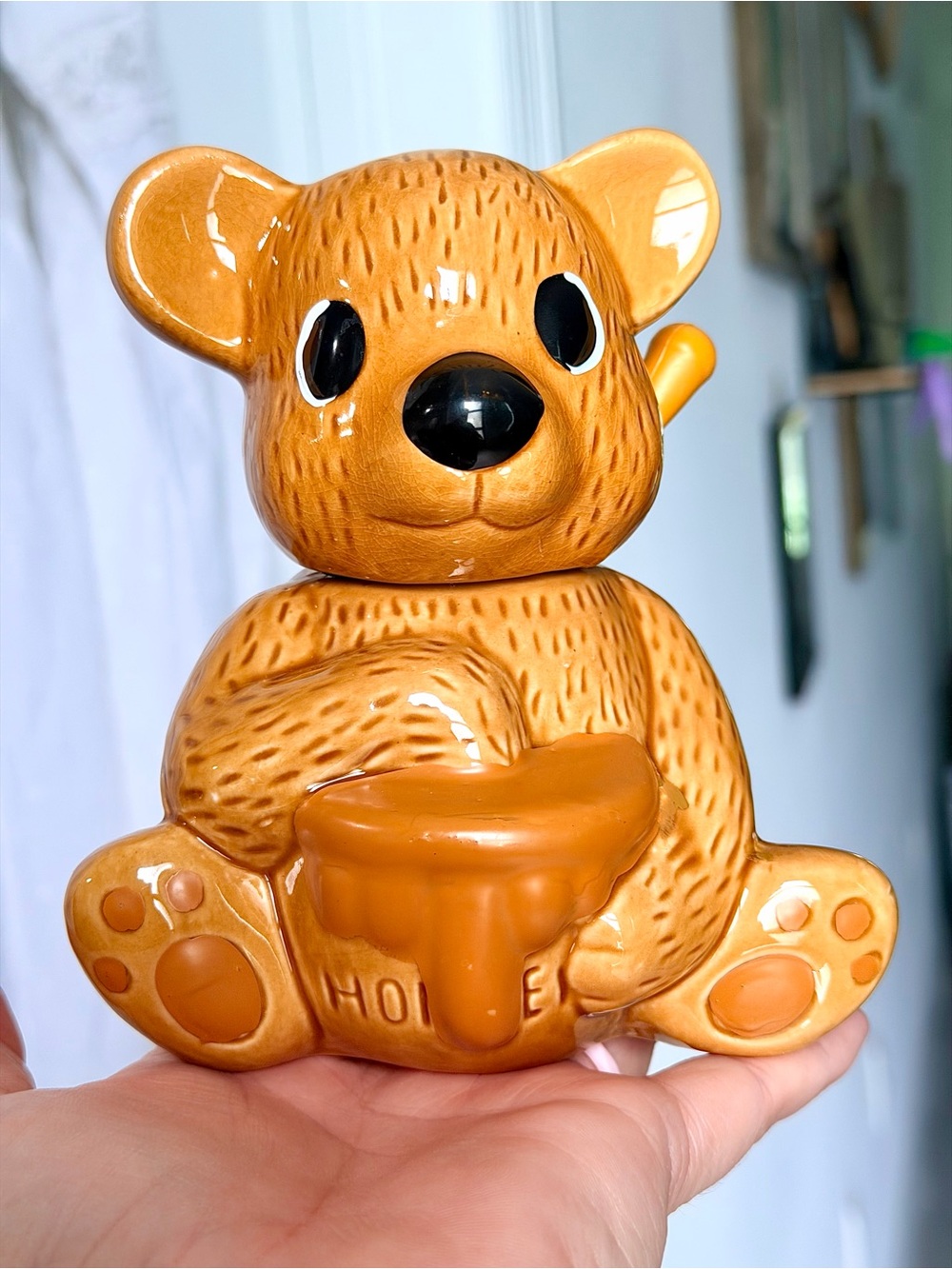 Vintage Ceramic Bear Honey Pot
